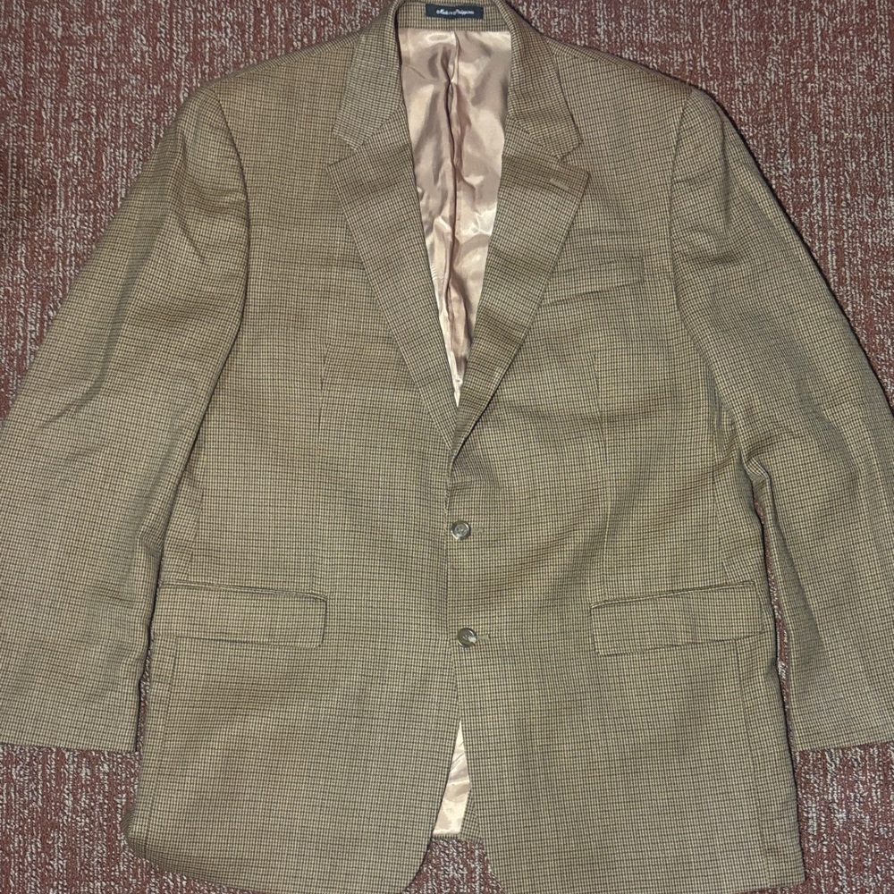 Lauren Ralph Lauren blazer two button brown glen plaid classic wool sport coat